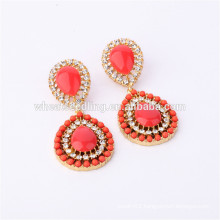 19century factory coral old fashion hanging stone bridal earrings